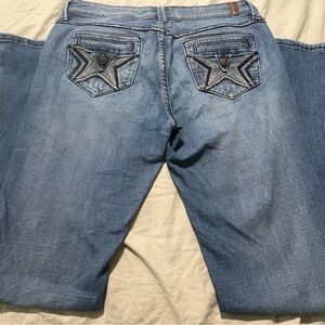 Women’s Y2K People’s Liberation Midrise Bootcut Embroidered Pockets Size 34x33